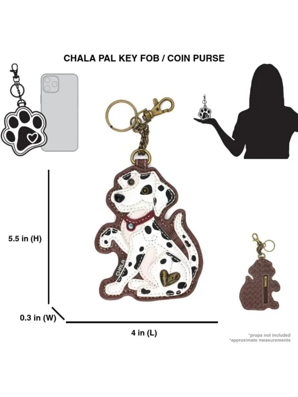 Dalmatian Dog Key Fob & Coin Purse Accessory - Cute Decorative Pet Lover Gift